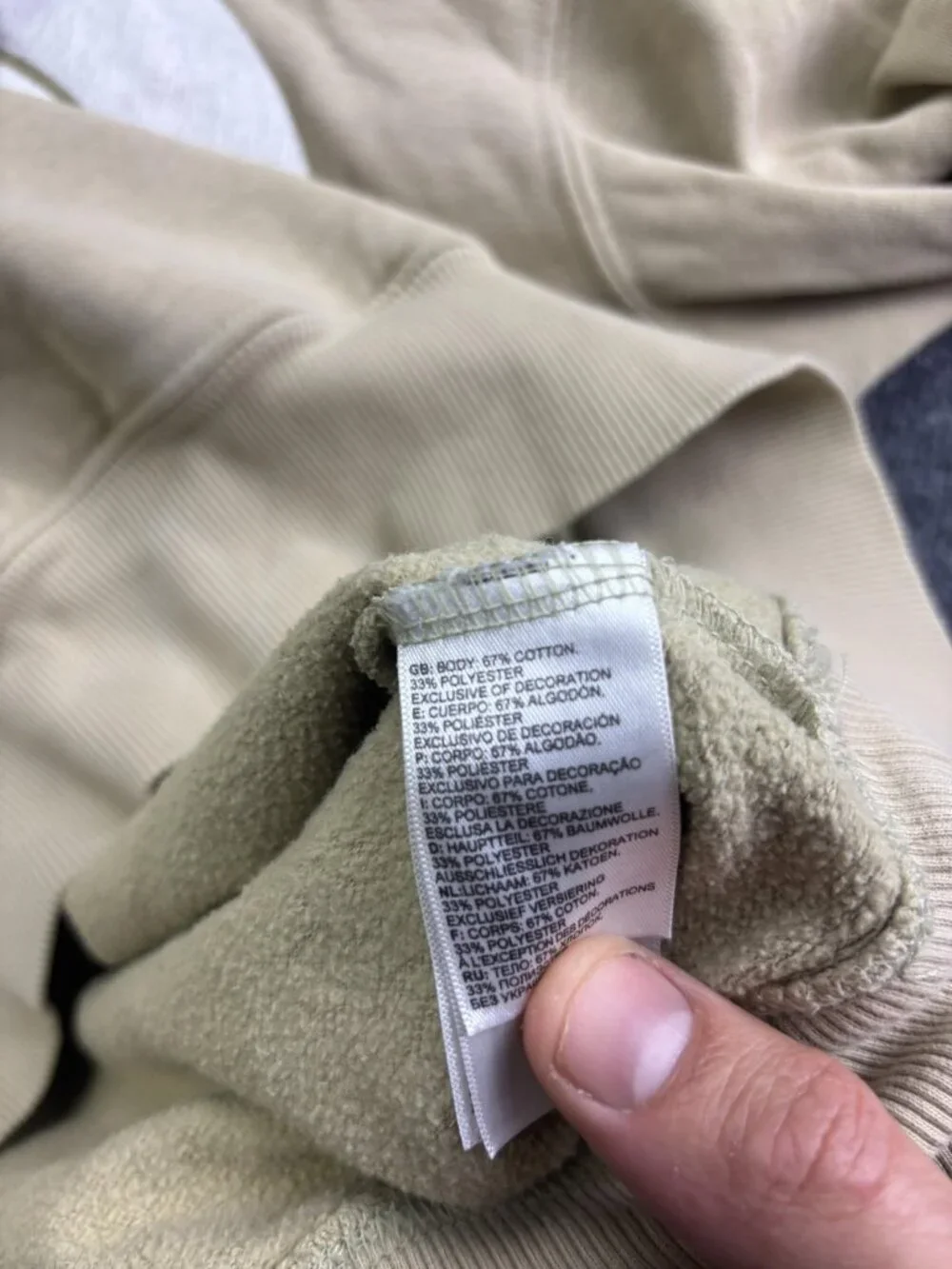The North Face Hoodie Mens Medium Beige Pullover Fleece Sweatshirt Logo Graphic‎